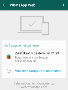 Angemeldete Geräte bei WhatsApp Web