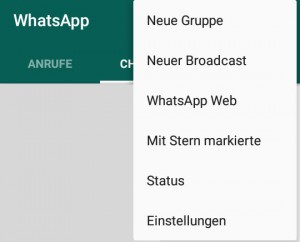 WhatsApp Web über das Menü erreichen